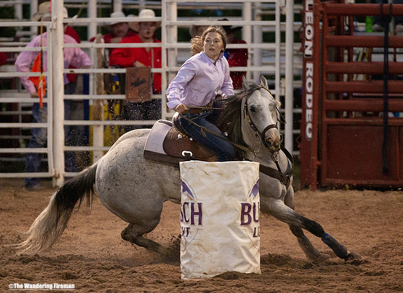 Women's barrel racing at the annual Leon Iowa July 4th rodeo