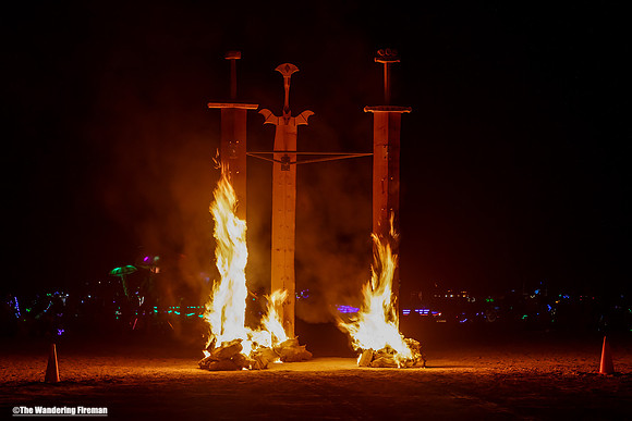 "Swords In Stone" art piece at Burning Man in Black Rock City Nevada