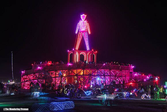 "The Man" shines brightly at Burning Man in Black Rock City Nevada
