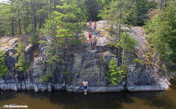 Mavic 2 Pro drone image of teens jumping into the Ottawa River