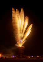 Fireworks before the "Man" burns at Burning Man in Black Rock City Nevada
