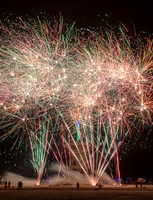 Fireworks before the "Man" burns at Burning Man in Black Rock City Nevada