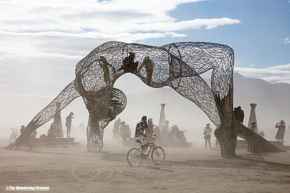 "Mundara" art piece on the playa of Burning Man in Black Rock City Nevada