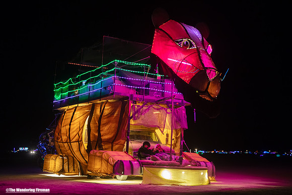 A mutant art car on the playa of Burning Man in Black Rock City Nevada