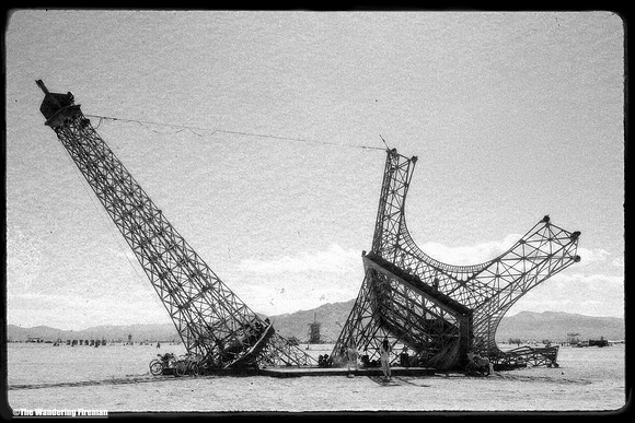 "Eiffela Broken Dream" art piece on the playa of "Burning Man" at Black Rock City Nevada