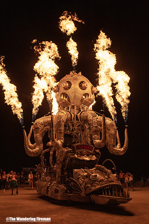 El Pulpo Magnifico mutant art car on the playa of Black Rock City, Nevada during Burning Man