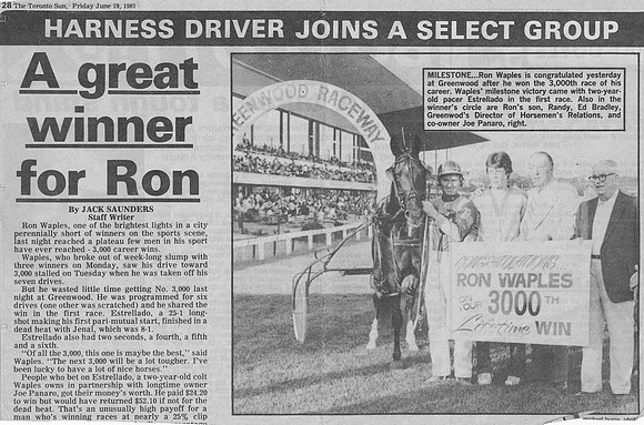 Ron Waples 3000th win at the track.