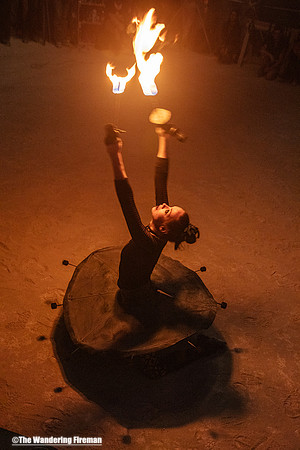 Fire performer at the Thunderdome of Burning Man in Black Rock City Nevada
