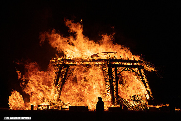 The Man burns at Burning Man in Black Rock City Nevada