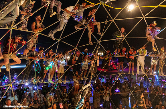 Spectators at the Thunder Dome at Burning Man in Black Rock City Nevada