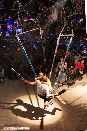 Gladiators clash in the Thunder Dome of Burning Man in Black Rock City Nevada