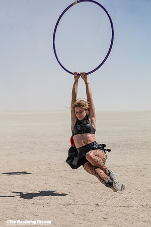 Woman on a hoop at Burning Man in Black Rock City Nevada