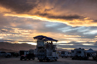 Mutant art car against a sunset