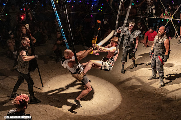 Warriors battle in the Thunder Dome of Burning Man in Black Rock City Nevada