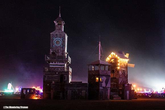 The Folly art project at Burning Man in Black Rock City Nevada just prior to burn