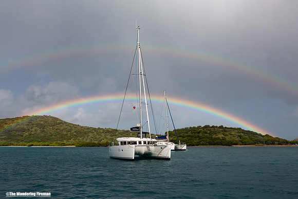 Rainbow over a catramaran