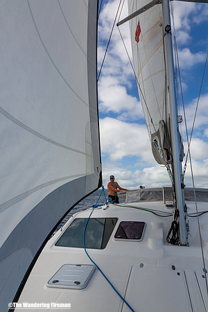 Captain Ken on his catamaran