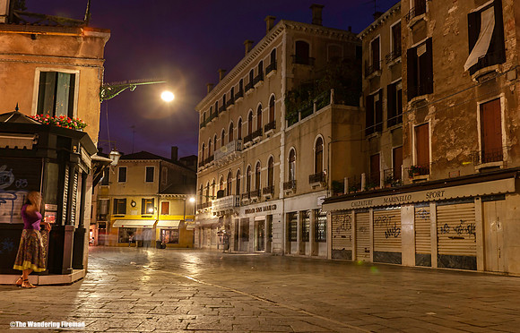 Venice Italy night street scene