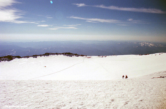Looking out over the volcanic cone of Mount Ranier in Washington State