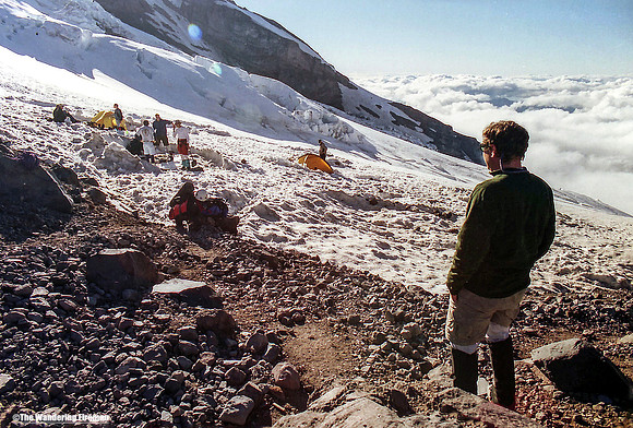 Looking down a glacier on Mount Ranier in Washington State