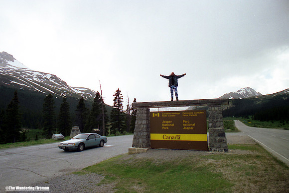 The entrance sign to Jasper National Park in Alberta Canada