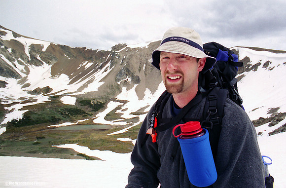 Pausing while climbing mountains in Alberta Canada