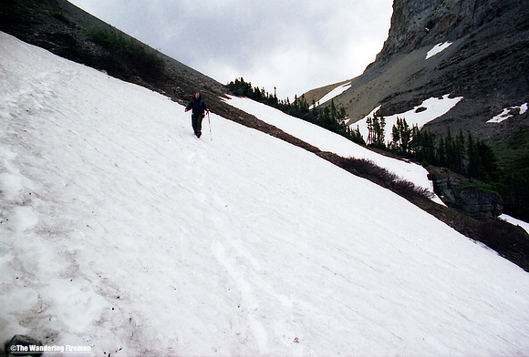 Traversing through snow on a mountain in Alberta Canada