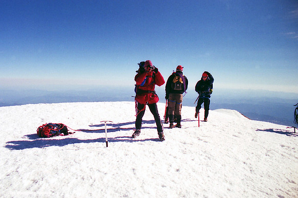 Relaxing at the summit of Mount Ranier in Washington State