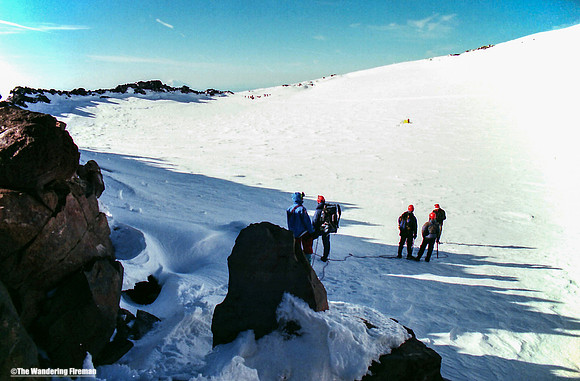 Climbing to the summit of Mount Ranier in Washington State