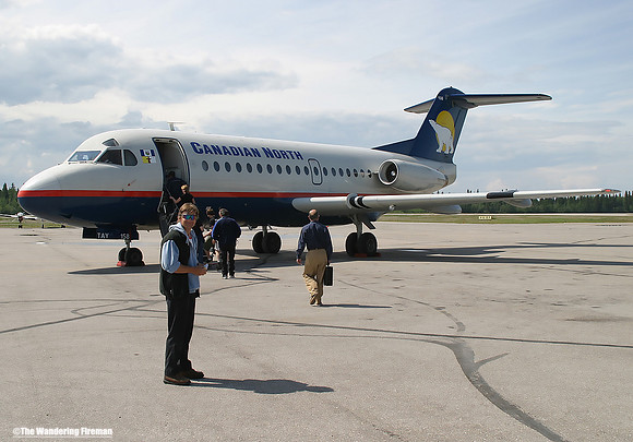 "Leaving on the jet from Yellowknife to Norman Wells."