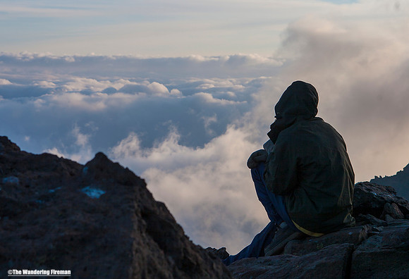 "Hiking the Machame trail on Kilimanjaro in Tanzania."
