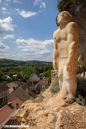 Caveman statue in Dordogne France