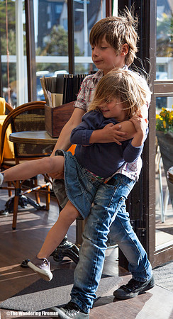 Young boy and his sister in Normandy France