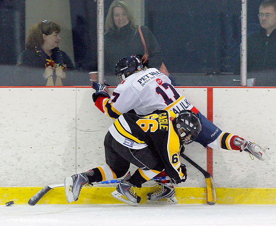 Crushing body check in ice hockey