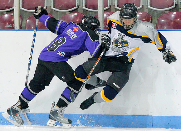 Crushing ice hockey body check
