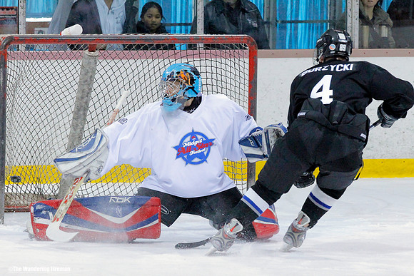 Shooting the puck past the goalie