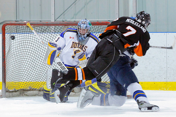 Firing the puck over the goalie