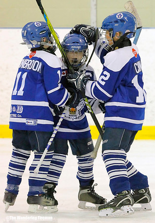 Players celebrate goal