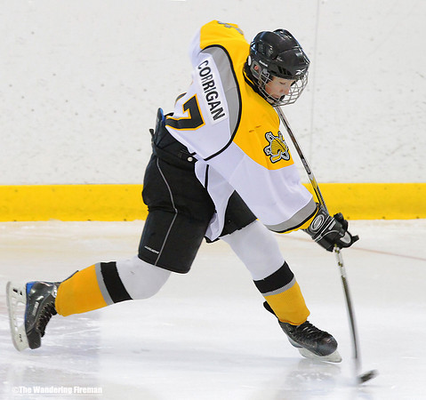 Slap shot in an ice hockey game