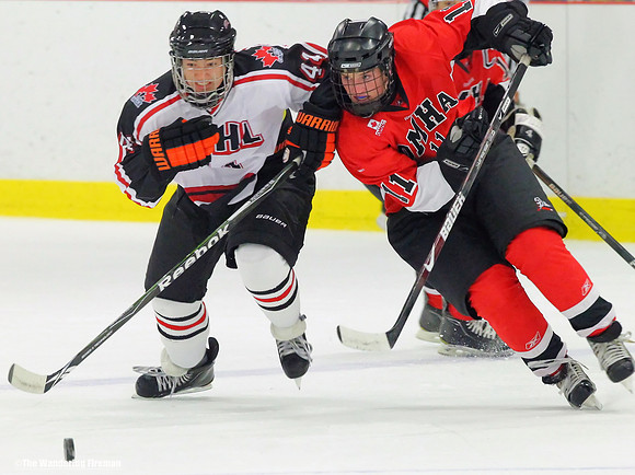 Chasing the puck in ice hockey