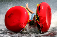 Getting flipped on a tube behind a boat