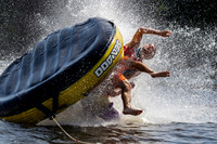 Getting thrown from a tube being pulled behind a boat