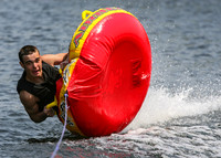 Flipping out on a tube being pulled by a boat