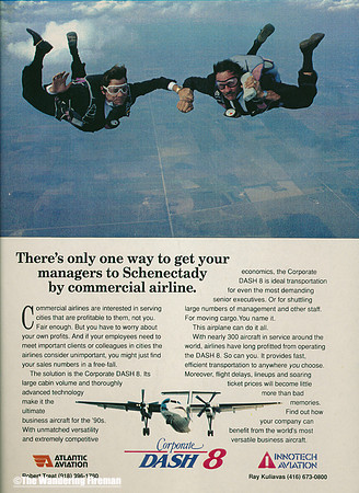 Skydiving ad for Dash 8 aircraft
