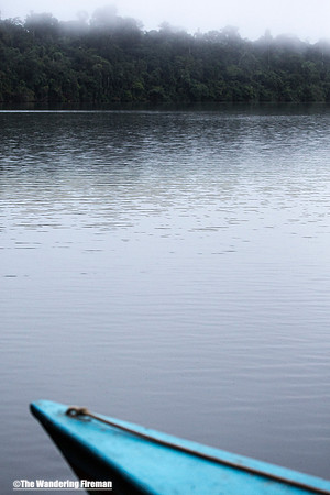 Blue boat on Tambopata