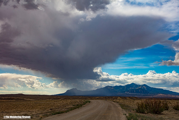 Rainstorm in the distance.