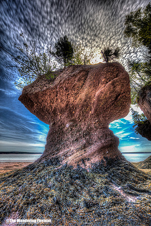 Colourful rock structure in Hopewell Rocks New Brunswick