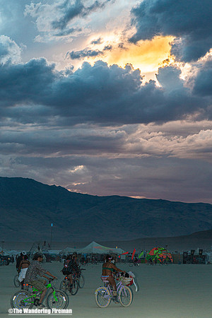 Bike riding on the playa at Burning Man