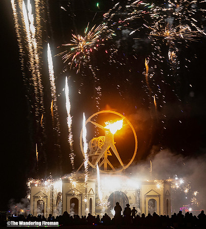 Blazing fireworks at Burning Man