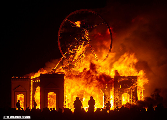 The "Man" burns at Burning Man